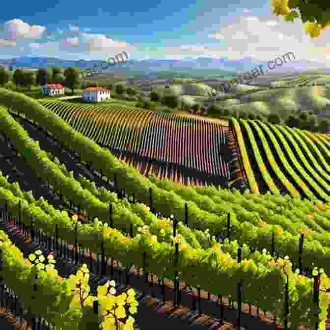 A Picturesque Vineyard Scene. Rows Of Grapevines Stretch Across The Landscape, Their Lush Canopies Basking In The Golden Sunlight. Illustrated Descriptive Catalogue Of American Grape Vines A Grape Growers Manual