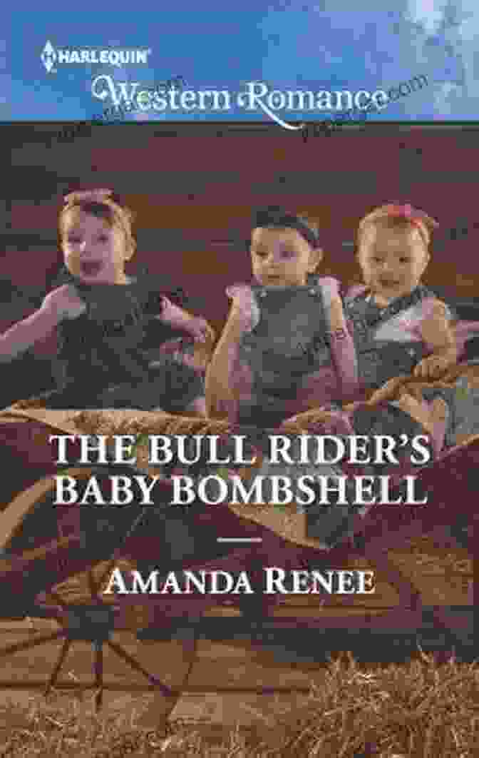 Book Cover Of 'The Bull Rider Baby Bombshell,' Featuring A Bull Rider Holding A Baby And A Rancher's Daughter Looking On The Bull Rider S Baby Bombshell (Saddle Ridge Montana 4)