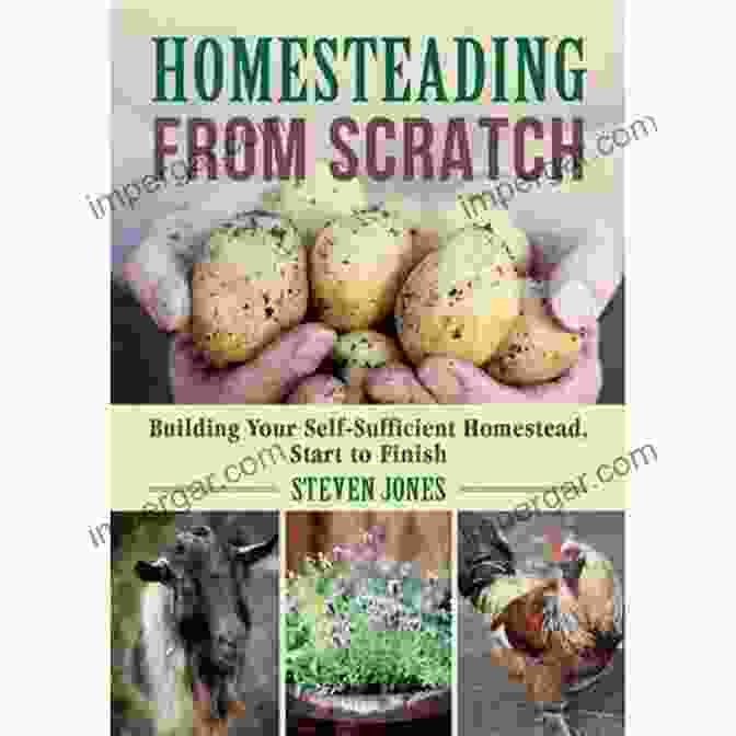 Building Your Self Sufficient Homestead Start To Finish Book Cover With A Homestead In The Background Homesteading From Scratch: Building Your Self Sufficient Homestead Start To Finish