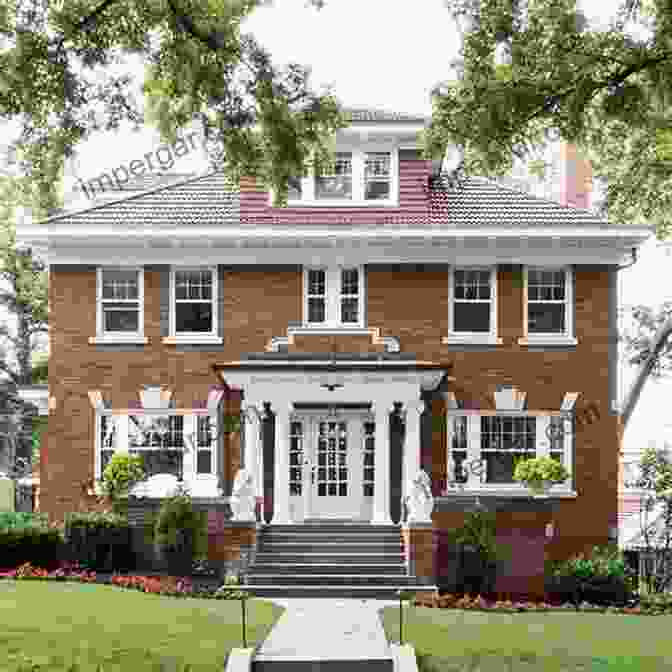 Exterior Of A Stately 1920s Colonial Revival House, Characterized By A Symmetrical Facade And Elegant Columns. The Most Popular Homes Of The Twenties (Dover Architecture)