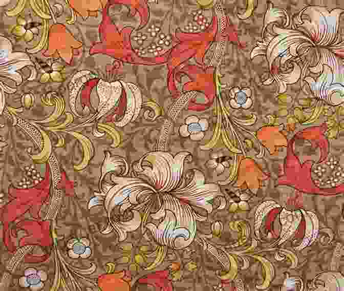 William Morris Fabric With A Geometric Pattern In Shades Of Red And Gold William Morris Decor Design (mini)